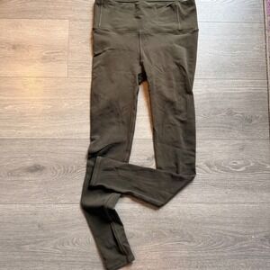 Lululemon Reveal Tight Precision Mesh Dark Olive Green High Rise Leggings Size 6